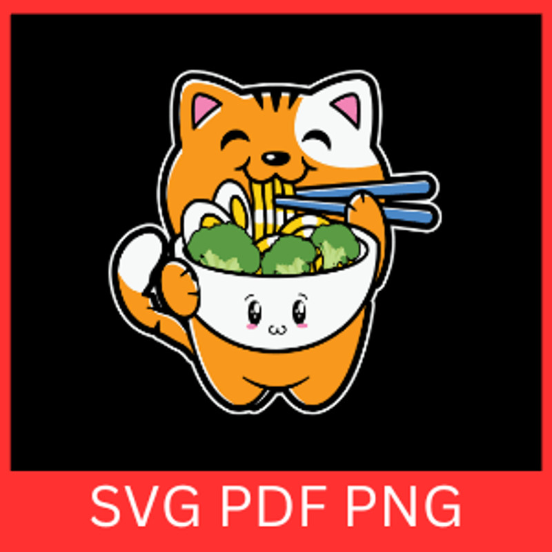 Cat Eating Ramen Svg Japanese Cat Svg Ramen Noodles Svg Cute Cat Svg Japanese Noodle Svg Cartoon Ca 0