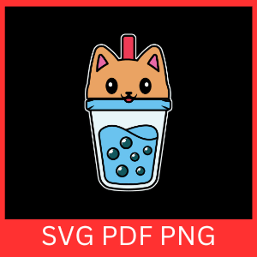 Bubble Tea With White Cute Cat Svg Cat Bubble Tea SvgBoba Tea Clipart Svg Bubble Tea Svg Drinks Svg 0