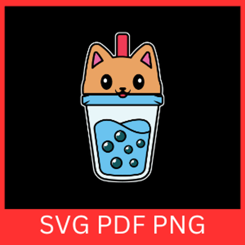 Bubble Tea With White Cute Cat Svg Cat Bubble Tea SvgBoba Tea Clipart Svg Bubble Tea Svg Drinks Svg 0