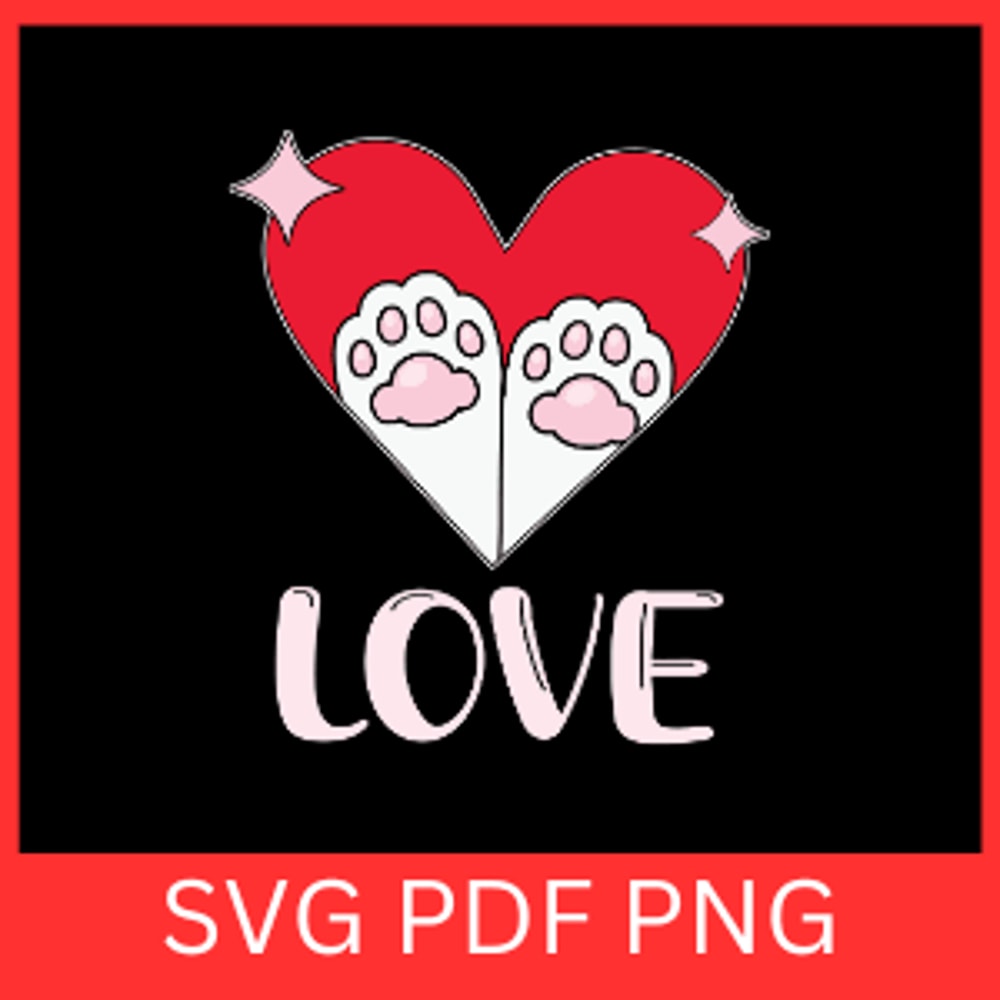 Love Heart Cats Paw Svg Love Cat Paw Svg Cat Svg Heart Paw Svg Love Cat Svg Paw SvgCat In Heart SVG 0