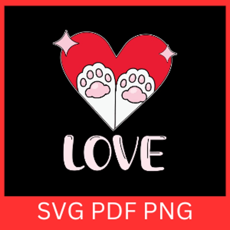 Love Heart Cats Paw Svg Love Cat Paw Svg Cat Svg Heart Paw Svg Love Cat Svg Paw SvgCat In Heart SVG 0
