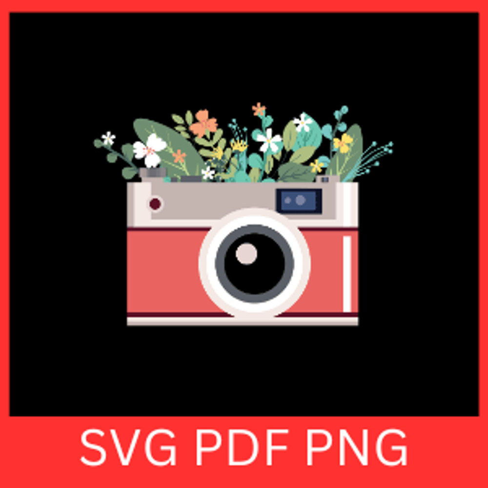 Camera With Flowers SVG Flowers Photography SVG Camera Floral SVG Camera Svg Photography SVG Photo 0