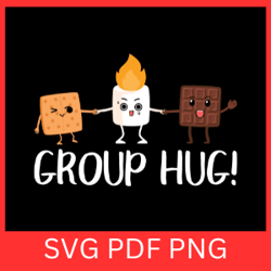 group hug svg, nature lover svg, outdoor camping svg, smore svg, cartoon smore png, smore clipart svg, marshmallows svg