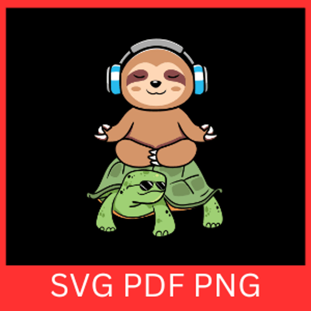 Sloth Riding Tortoise Svg Sloth SVG Sloth Clipart Svg Funny Sloth Riding Turtle Svg Cute Slow Anima 0
