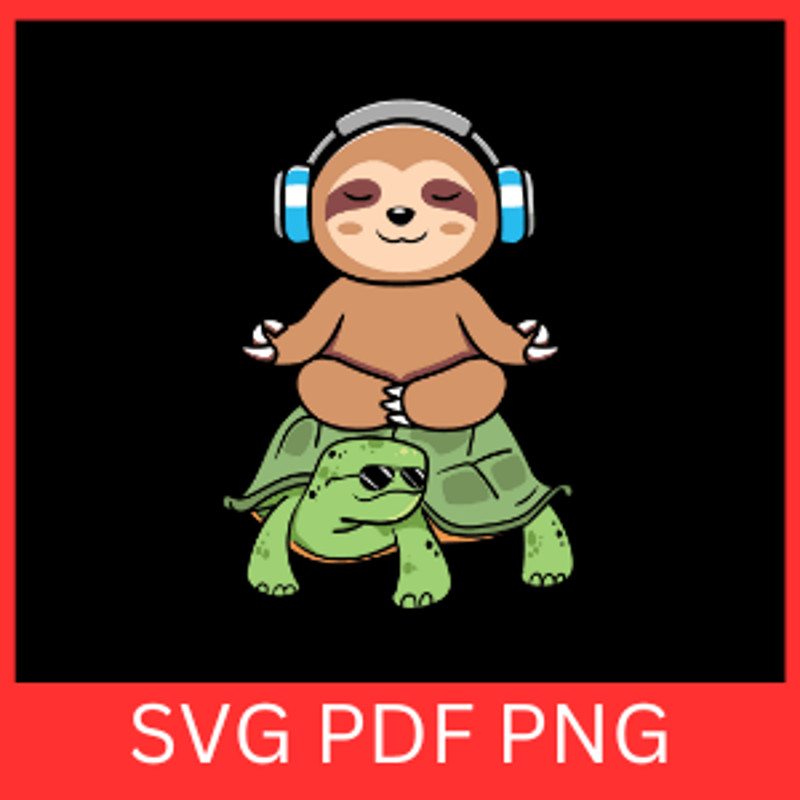 Sloth Riding Tortoise Svg Sloth SVG Sloth Clipart Svg Funny Sloth Riding Turtle Svg Cute Slow Anima 0