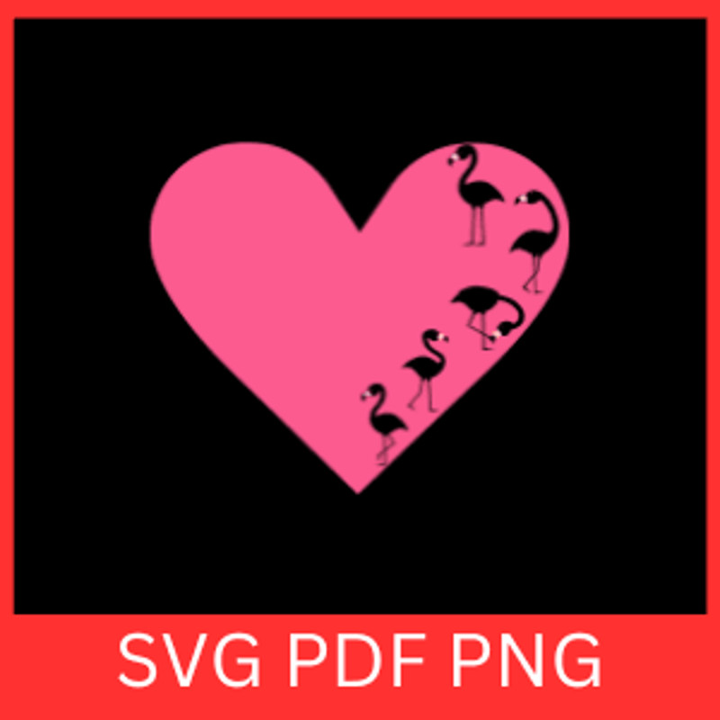 Cute Flamingo Love Svg FLAMINGOS Heart SVG Love Svg Valentine Heart Silhouette Flamingo SvgFunny Fl 0