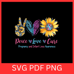 peace love cure pregnancy infant loss awareness svg, loss awareness svg, infant loss awareness svg, miscarriage ribbon