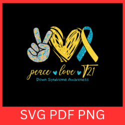 peace love t21 blue yellow ribbon down syndrome awareness svg, peace svg, love svg,t21 svg, down syndrome awareness svg