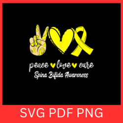 peace love hope yellow ribbon spina bifida awareness svg, peace svg, love svg, hope svg, spina bifida svg, yellow ribbon
