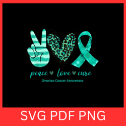 peace love cure teal ribon ovarian cancer awareness svg,peace svg, lovesvg, cure teal ribon ovarian cancer awareness svg