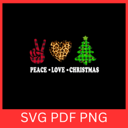 peace love christmas tree buffalo plaid leopard svg, peace svg, love svg, christmas tree buffalo plaid leopard svg