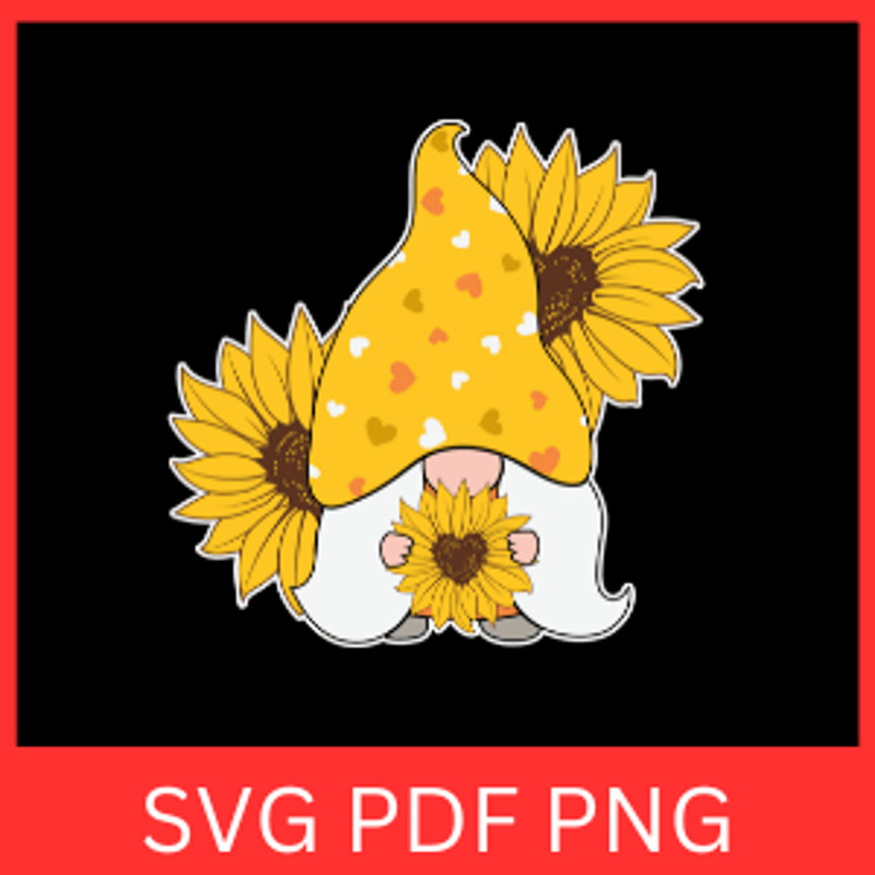 Sunflower Gnome Clipart Svg Garden Gnome Clipart Svg Gnome Summer Clipart SvgFlowers Gnome Svg Cute 0