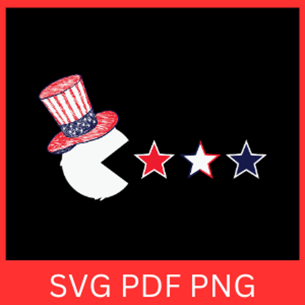 Patriotic Top Hat Pacman 4th Of July SVGMerica Hat Svg Fourth Of July Svg 4th Of July Svg Patriotic 0