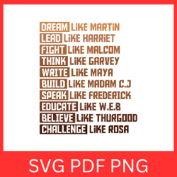 dream lead fight think write build speak educate believe challenge svg,dream svg, lead svg, fight svg, think svg, write