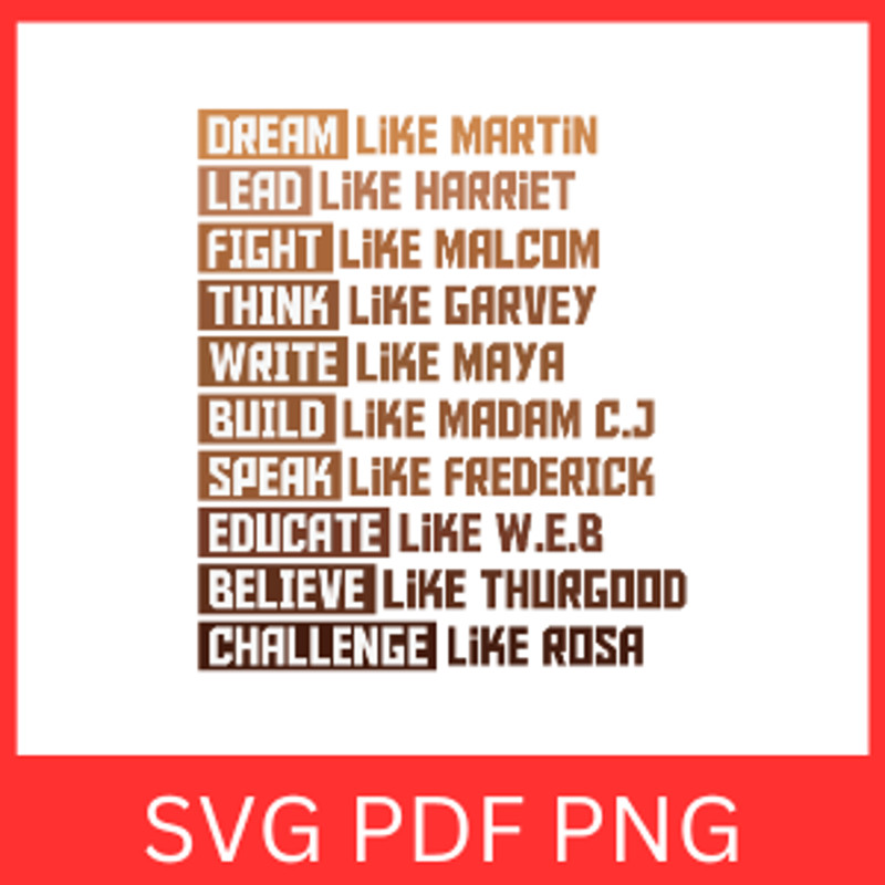 Dream Lead Fight Think Write Build Speak Educate Believe Challenge SvgDream Svg Lead Svg Fight Svg 0