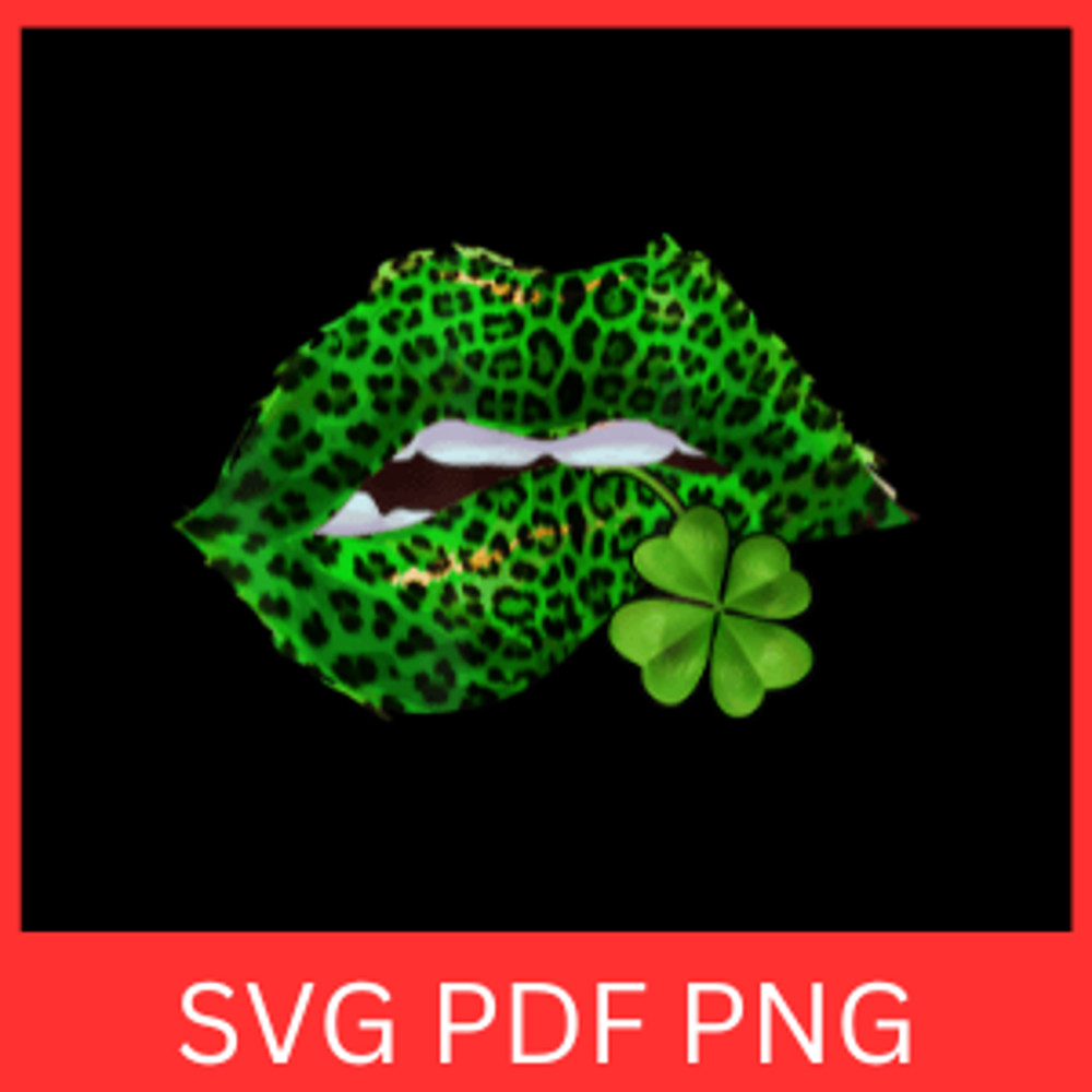 Green Lips Sexy Irish Leopard Svg Patricks Day Svg Green Print Lips SVG Leopard Lips Svg Cheetah Li 0