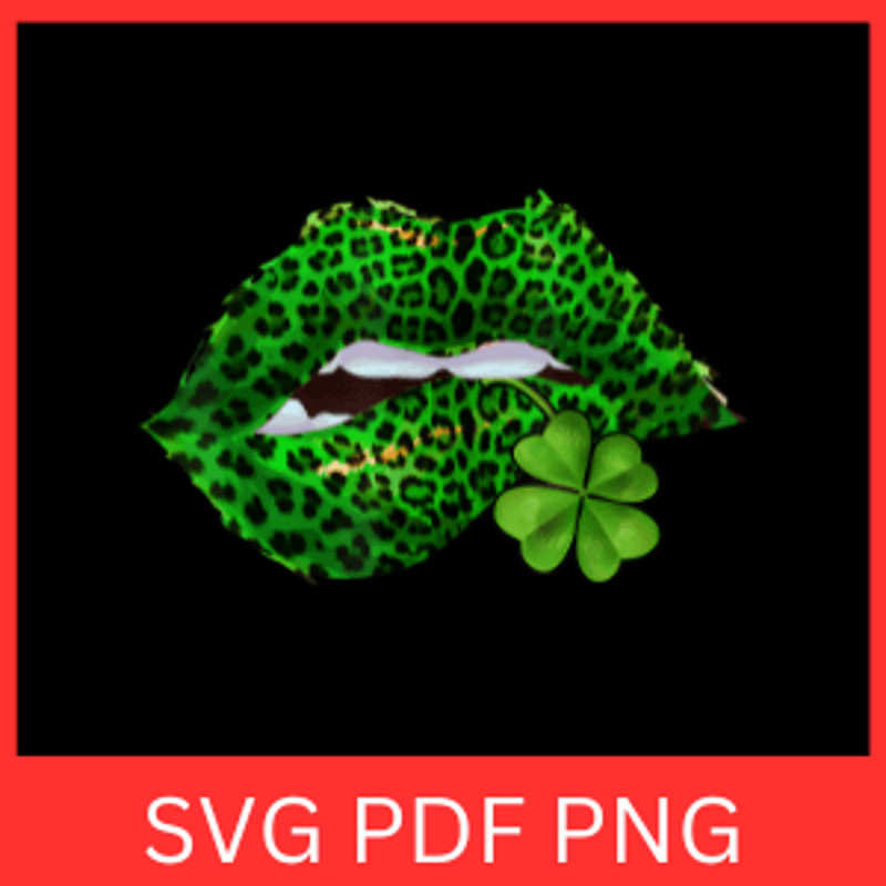 Green Lips Sexy Irish Leopard Svg Patricks Day Svg Green Print Lips SVG Leopard Lips Svg Cheetah Li 0