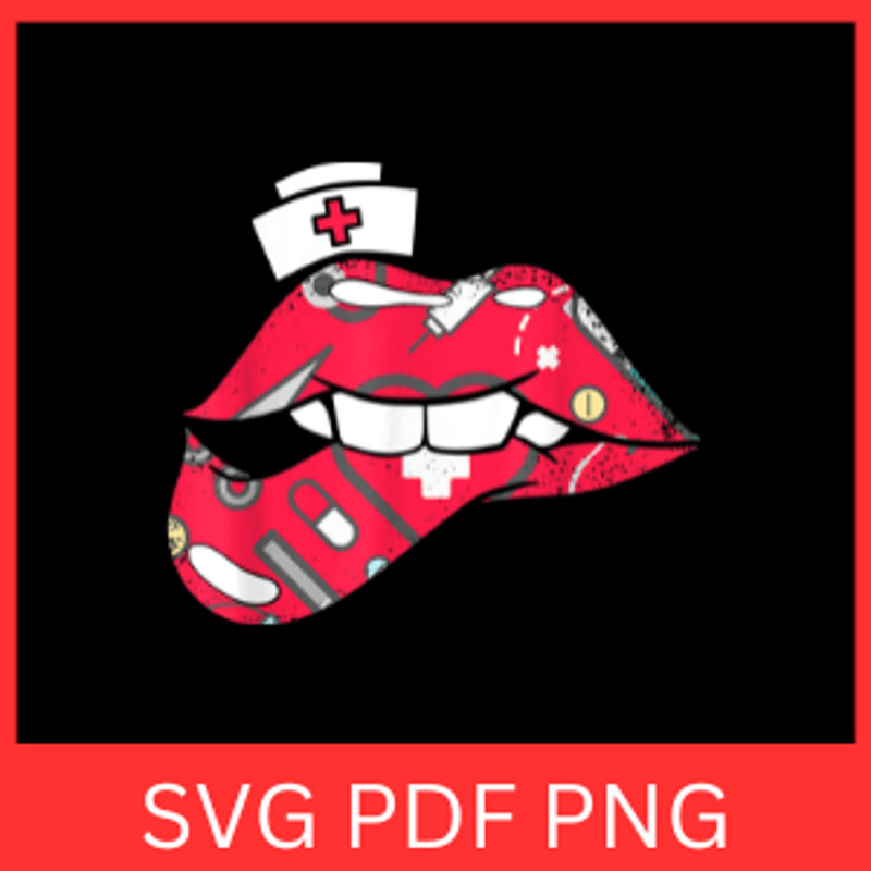 Nurse Biting Lip Sexy Nursing ICU Svg Nurse Cap Svg Lips Svg Mouth Svg Plump Lips Svg ICU Nurse Svg 0