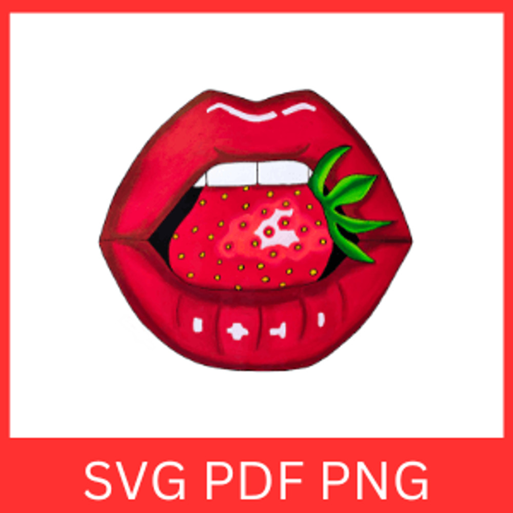 Sexy Strawberry Lips Red Lipstick Svg Strawberry Lips Svg Sexy Red Lips Clipart Glossy Lip Drip Svg 0