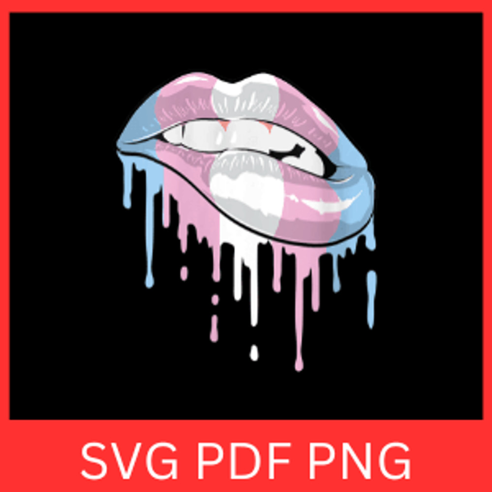 Womens Transgender Pride Sexy Rainbow Lips Svg Trans Pride Lips SVG Dripping Lips SVG Bitting Lips 0