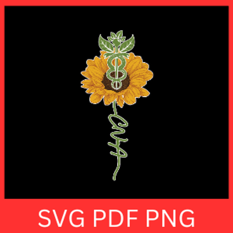 Sunflower CNA Svg CNA SvgCertified Nursing Assistant Svg Floral CNA Svg Sunflower SVG Design Medica 0