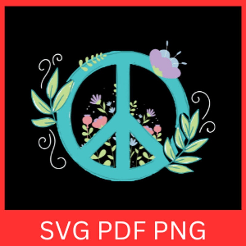 Floral Peace Symbol Svg Flower Peace Sign SVG Peace Sign Svg Floral Peace Svg Flower Wreath SvgHipp 0