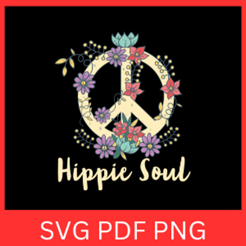 Hippie Soul Svg Peace Sign Svg Floral Peace Svg Flower Wreath Svg Hippie Svg Boho Peace Svg Peace C 0