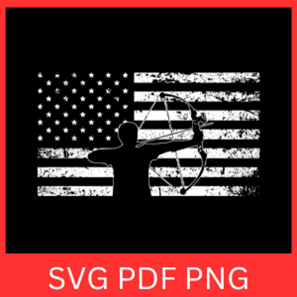 Bow Hunting Deer Hunting Archer American Flag Svg Distressed American Flag SVG Hunting Svg Deer Svg 0