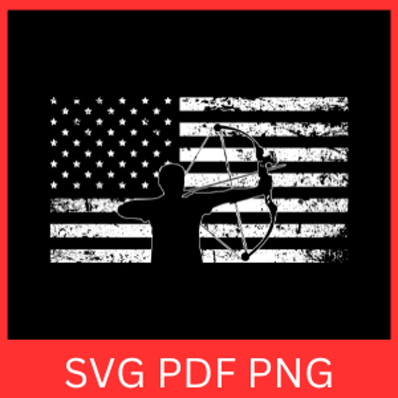 Bow Hunting Deer Hunting Archer American Flag Svg Distressed American Flag SVG Hunting Svg Deer Svg 0