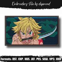 meliodas embroidery designs file, the seven deadly sins machine embroidery designs, embroidery