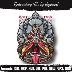 fullmetal alchemist embroidery design file. anime embroidery pattern. 4.8/ 5,8 /6,8 /7,8/8.8 in. digital design download