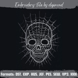 Spiderweb Skull , embroidery design