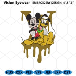 mickey and pluto happy louis vuitton dripping embroidery design