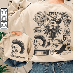 shinedown doodle art png, 2 side vintage shinedown merch lyrics album art sweapng, retro shinedown tour