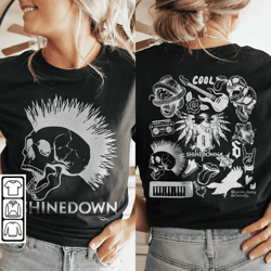 shinedown doodle art png, 2 side vintage shinedown merch lyrics album art sweapng, retro shinedown tour