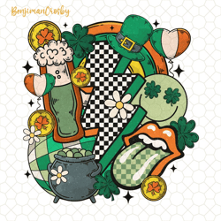 funny st patrick's day png, retro groovy st. paddy's day, lucky charms, lucky shamrock, cute irish day png, in my lucky