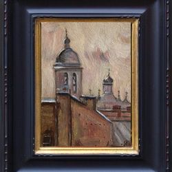 morning in my city original oil painting 6x4 inch