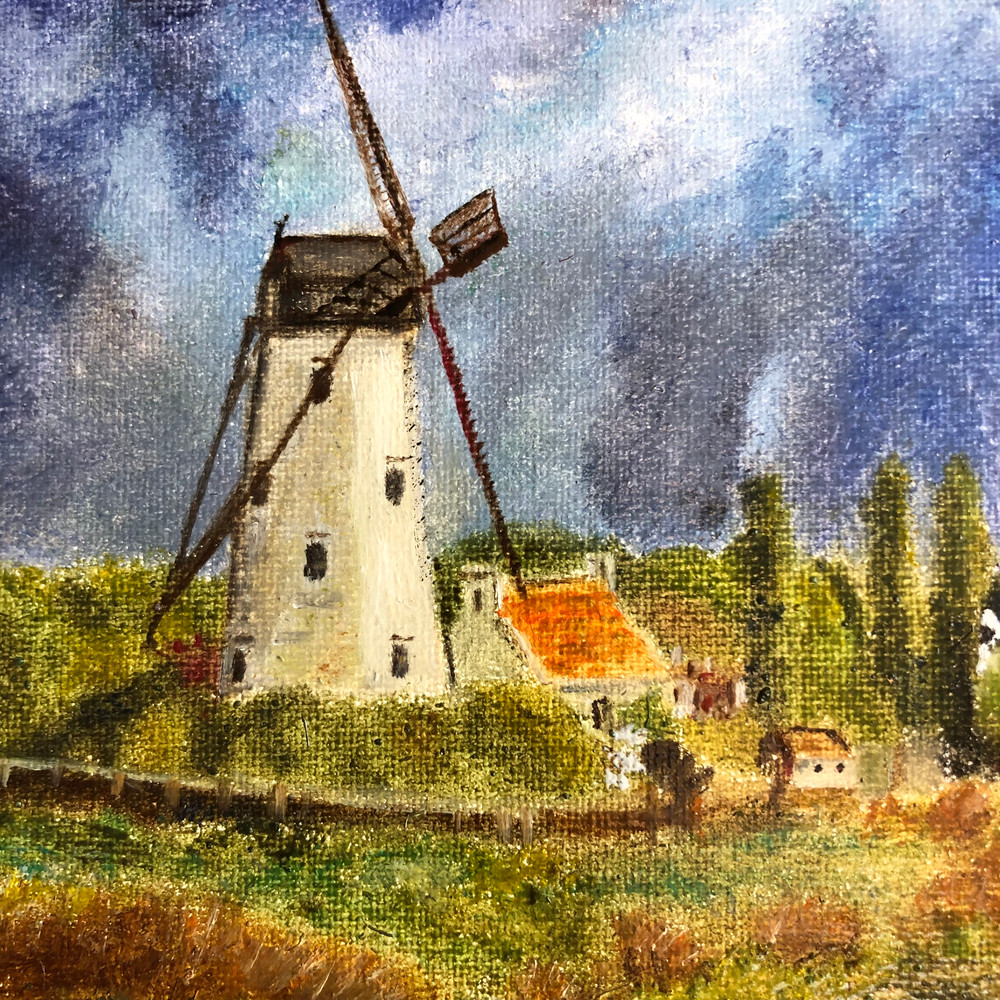 Mill Landscape Original Oil Painting Hand Painted Modern Impasto Painting Wall Art 6x9 Inches 3