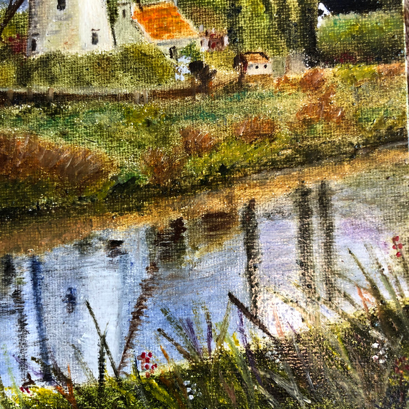 Mill Landscape Original Oil Painting Hand Painted Modern Impasto Painting Wall Art 6x9 Inches 4