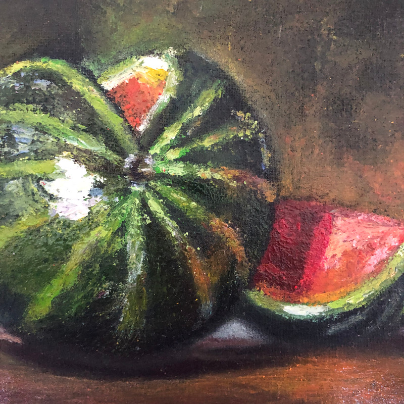 Watermelon Original Oil Painting Wall Art 7x8 Inches 2