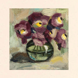 vase with flowers original oil painting handmade wall art bouquet peonies on cardboard 6x6 inches modern art