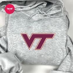NCAA Virginia Tech Hokies Embroidered Hoodie, NCAA Team Embroidered Sweatshirt,  NCAA Embroidered Football Merch FNCAA13