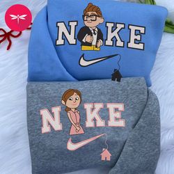 Nike Couple Carl And Ellie Embroidery Hoodie, Up Movie Couple Couple Embroidery Sweater, Disney Movie Nike CP21