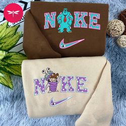 Nike Couple Sully And Boo Embroidery Hoodie, Monsters Couple Couple Embroidery Sweater, Disney Movie Nike CP24