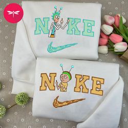 Nike Couple Rick And Morty Embroidery Hoodie, Hot Movie Couple Couple Embroidery Sweater, Disney Movie Nike CP26