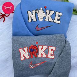 Nike Couple Baymax Embroidered Sweatshirt, Big Hero 6 Couple Crewneck Embroidered, Disney Movie Nike Shirt CP04