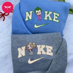 Nike Joker And Harley Quinn Embroidery Hoodie, Marvel Couple Nike Embroidery Sweater, DC Movie Nike Embroidery CP42