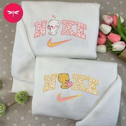 Nike Mocha and Milk Bear Embroidery Hoodie, Teddy Couple Nike Embroidery Sweater, Cute Movie Nike Embroidery Hoodie CN45