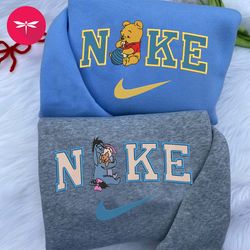 Nike Valentine Pooh Bear Embroidered Hoodie, Valentine Couple Nike Embroidered Sweater, Pooh Bear Movie Nike Hoodie NK21