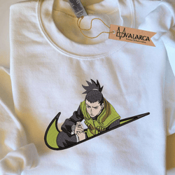 anime embroidered sweatshirt, shikamaru naruto x nike embroidered sweatshirt, unisex embroidered sweatshirt, anime shirt